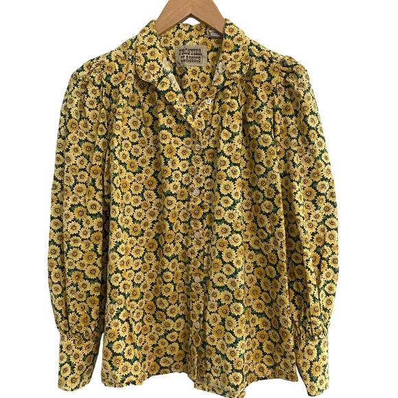 Frontier Classic Floral Print Western Top Womens Size Medium Cowgirl Yellowstone - Picture 2 of 8